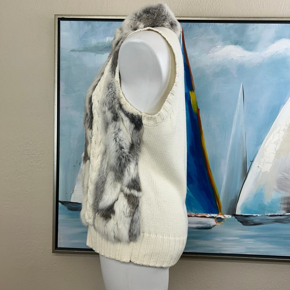CJ Banks Rabbit Fur Sweater Vest Size Med - Picture 4 of 7